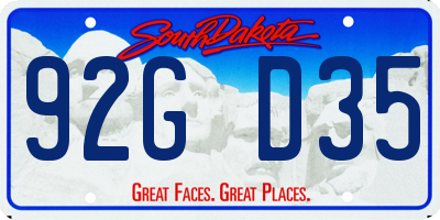 SD license plate 92GD35