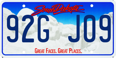 SD license plate 92GJ09