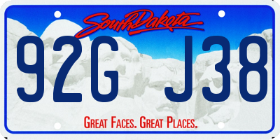 SD license plate 92GJ38