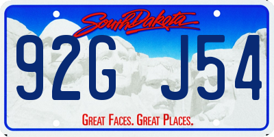SD license plate 92GJ54