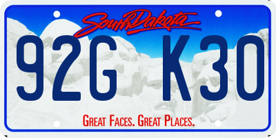 SD license plate 92GK30