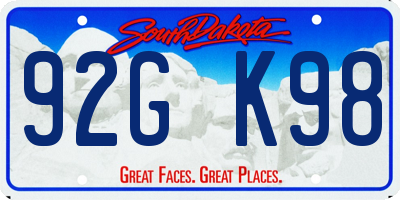 SD license plate 92GK98
