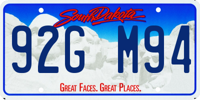 SD license plate 92GM94