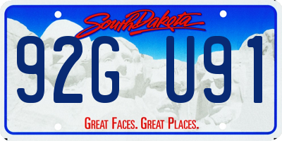 SD license plate 92GU91