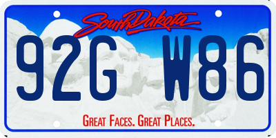 SD license plate 92GW86