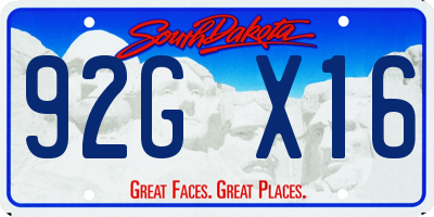 SD license plate 92GX16