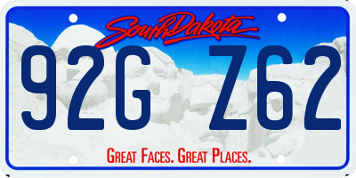 SD license plate 92GZ62