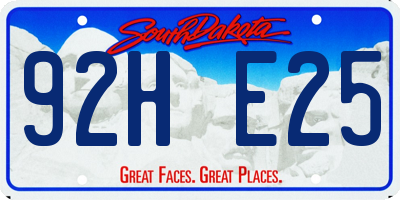 SD license plate 92HE25