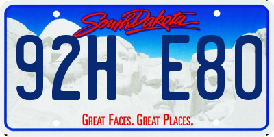 SD license plate 92HE80