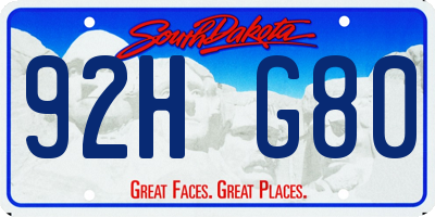 SD license plate 92HG80