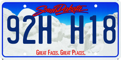 SD license plate 92HH18