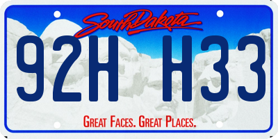 SD license plate 92HH33