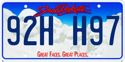 SD license plate 92HH97