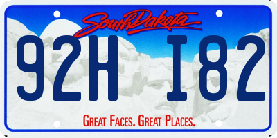 SD license plate 92HI82