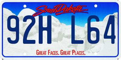 SD license plate 92HL64