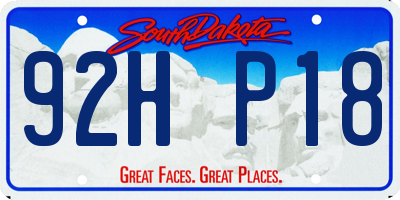 SD license plate 92HP18