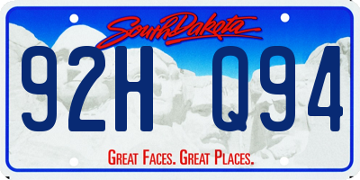 SD license plate 92HQ94