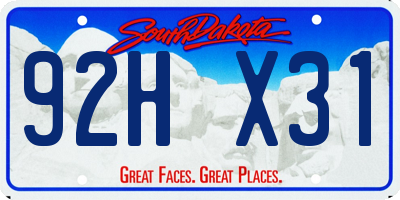 SD license plate 92HX31