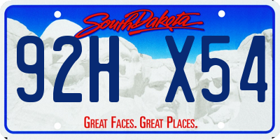 SD license plate 92HX54