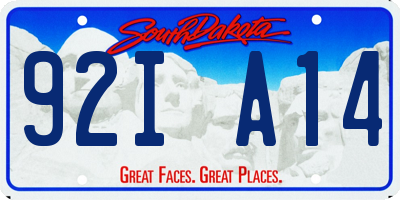 SD license plate 92IA14