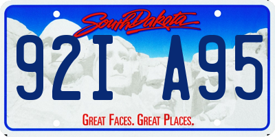 SD license plate 92IA95