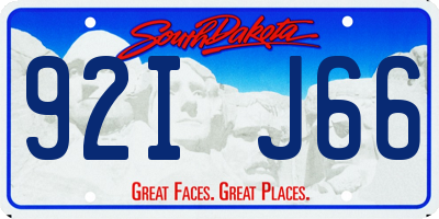 SD license plate 92IJ66