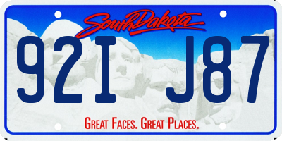 SD license plate 92IJ87