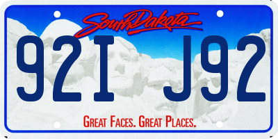 SD license plate 92IJ92