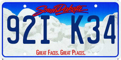 SD license plate 92IK34
