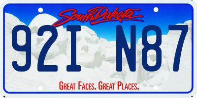 SD license plate 92IN87