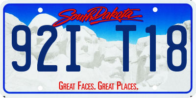 SD license plate 92IT18