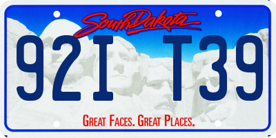 SD license plate 92IT39