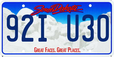 SD license plate 92IU30