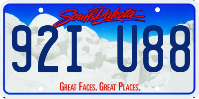 SD license plate 92IU88