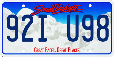 SD license plate 92IU98