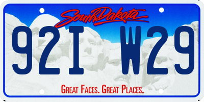 SD license plate 92IW29