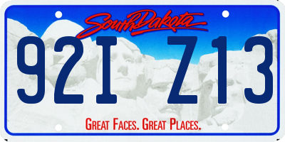 SD license plate 92IZ13