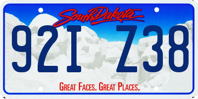 SD license plate 92IZ38