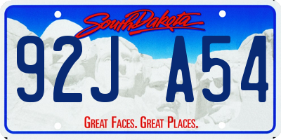SD license plate 92JA54