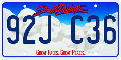 SD license plate 92JC36