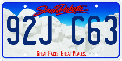 SD license plate 92JC63