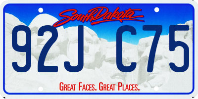 SD license plate 92JC75