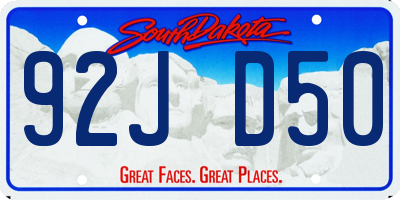 SD license plate 92JD50