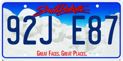 SD license plate 92JE87