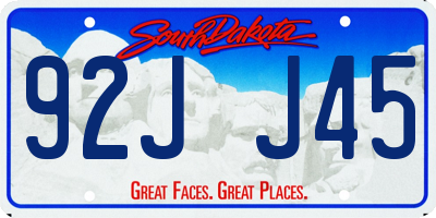 SD license plate 92JJ45