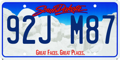 SD license plate 92JM87