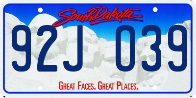 SD license plate 92JO39