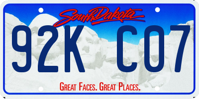 SD license plate 92KC07