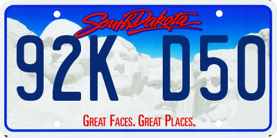 SD license plate 92KD50