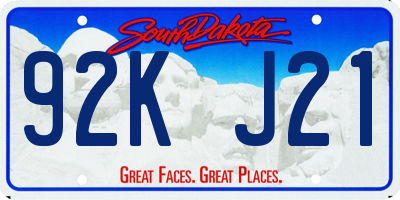 SD license plate 92KJ21